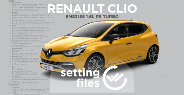 Second generation setting files for  EMS3155 ECUs that equips Renault Clio 4 RS